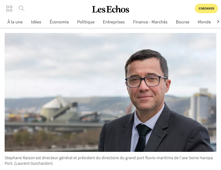 Lu dans Les Echos : Interview de Stphane Raison, directeur gnral et prsident du directoire d'Haropa Port